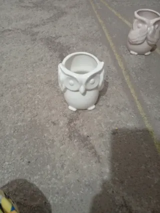 2 Macetas Decorativas de Cerámica con Forma de Búh