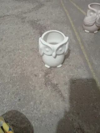 2 Macetas Decorativas de Cerámica con Forma de Búh