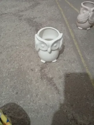 2 Macetas Decorativas de Cerámica con Forma de Búh
