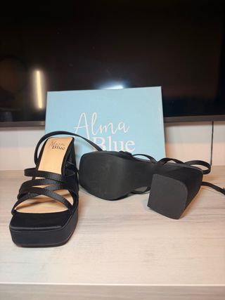 Sandalias Alma en Pena Tacón Plataforma Negro
