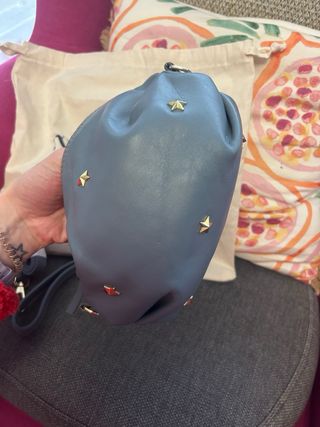 Bolso Mercules Piel Estrellas Azul Dorado