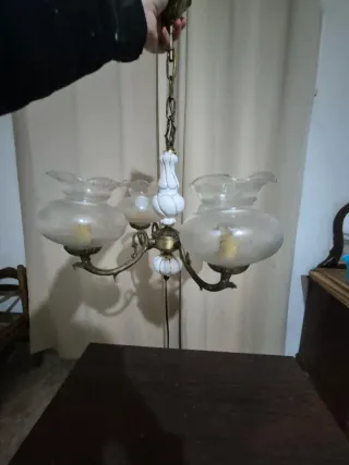 Lámpara de techo vintage de metal y cristal