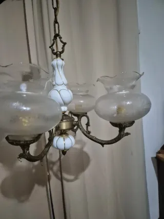 Lámpara de techo vintage de metal y cristal