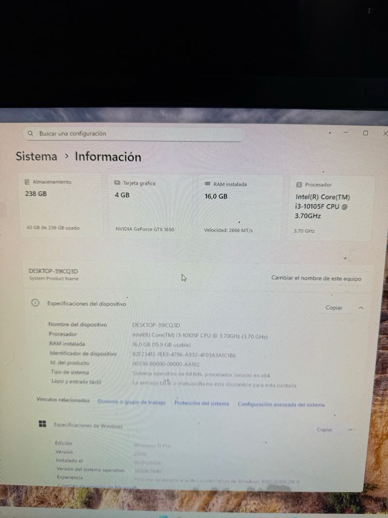 PC Gamer i3 10ª Gen / 16GB RAM / GTX 1650 4GB afbeelding 7