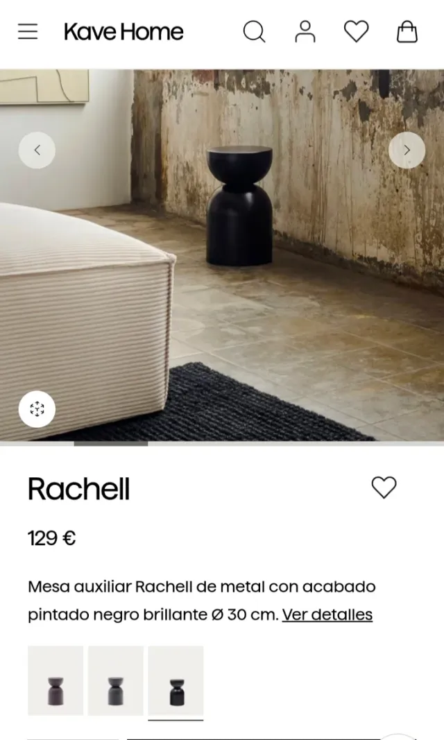 Mesa auxiliar Rachell Kave Home negra