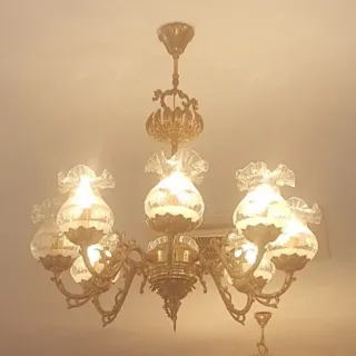 Lámpara de Bronce y Cristal