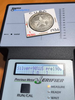 Moneda 1 Peso Cuba 1934 Plata