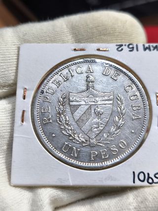 Moneda 1 Peso Cuba 1934 Plata