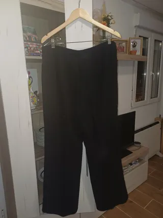 Pantalón recto negro mujer