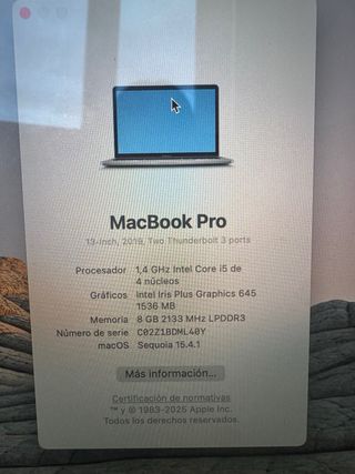 MacBook Pro 2019 Apple Plata/Gris Espacial