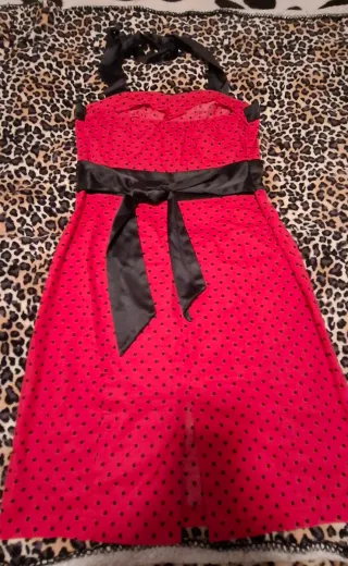 Vestido Pin Up Rojo Lunares Negros
