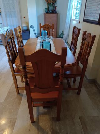 Mesa extensible madera + 6 sillas
