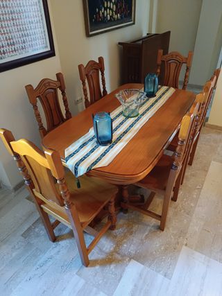 Mesa extensible madera + 6 sillas