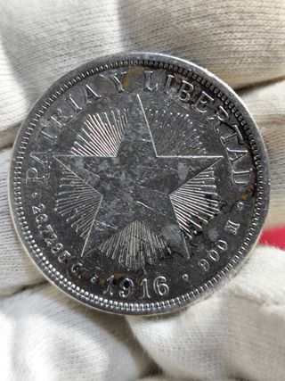 Moneda Plata 1 Peso Cuba 1916