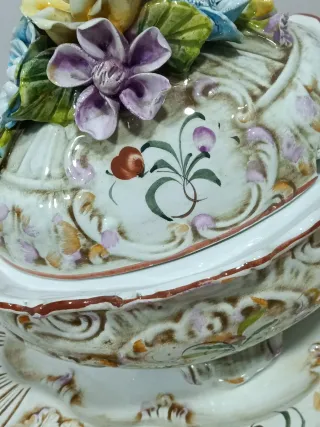 Ensaladera vintage porcelana tapa floral
