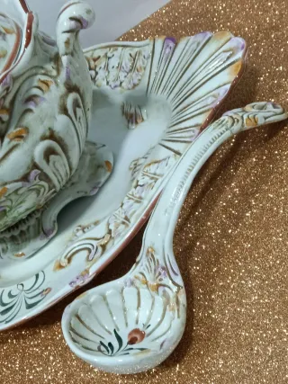 Ensaladera vintage porcelana tapa floral