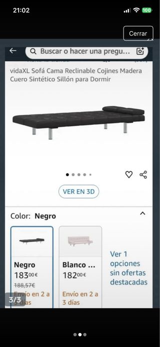 Sofá Cama Polipiel Negro