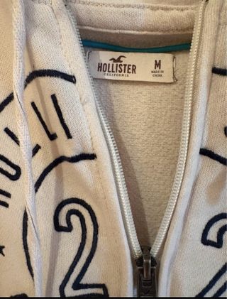 Sudadera Hollister Blanca con Cremallera