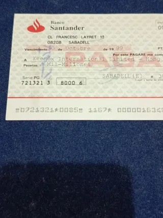 Spagna Assegno Bancario Originale Banco Santander