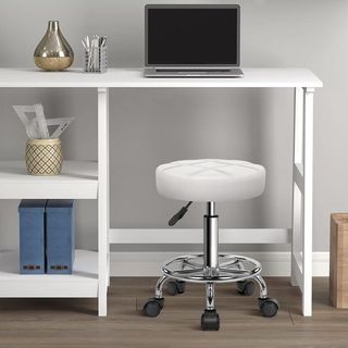 Taburete Giratorio Blanco Ajustable