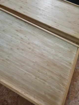 2 Mesitas Auxiliares Madera Bambú