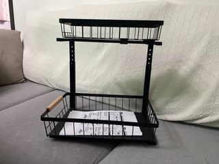 Organizador Fregadero 2 Niveles Negro Madera