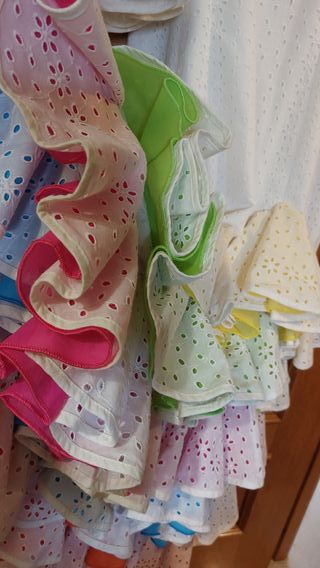 Traje Flamenca Blanco perforado volantes color T42