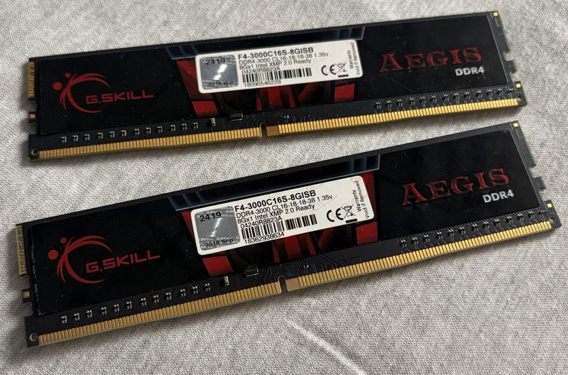 2x G.Skill Aegis DDR4 8GB RAM - TOTAL 16GB