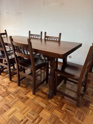 Mesa Comedor Grande Madera Maciza y 6 sillas