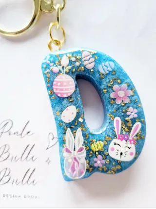 Regalo Llavero Pascua Conejos Flores