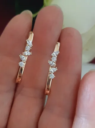 Pendientes aro baño oro 2.5cm con circonitas