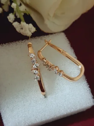 Pendientes aro baño oro 2.5cm con circonitas