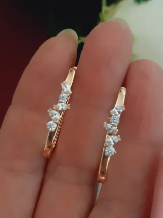 Pendientes aro baño oro 2.5cm con circonitas