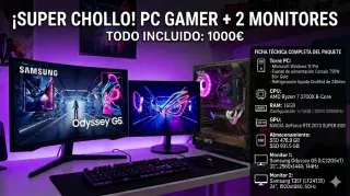 PC Gamer ryzen 3700x 2070super 2 Monitores samsung