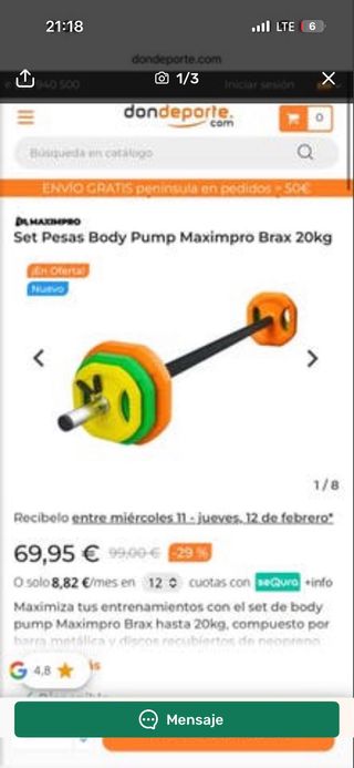 Set Body Pump Maximpro Brax 20kg