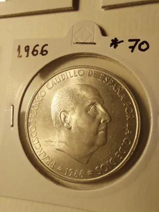 Monedas plata 100 Pesetas los 5 años 1966 a 1970