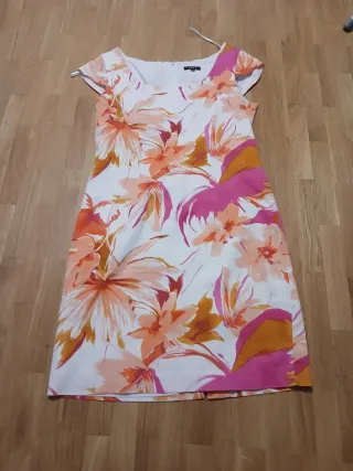 Vestido estampado verano naranja y rosa