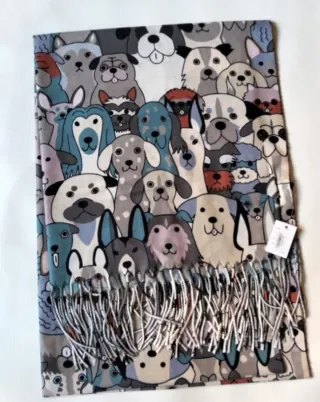 Pashmina perros lana viscosa flecos