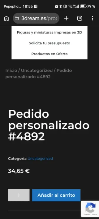 Pedido personalizado impresión 3D