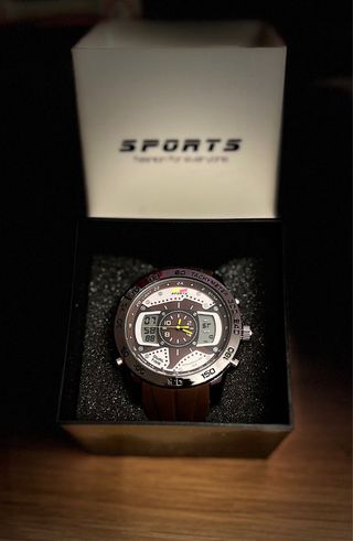 Reloj SPORTS Hombre Marrón y Plateado