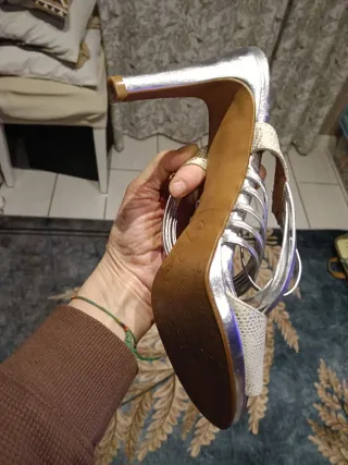 Sandalias de piel mujer oro/plata