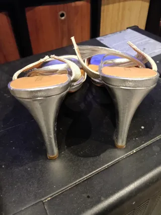 Sandalias de piel mujer oro/plata