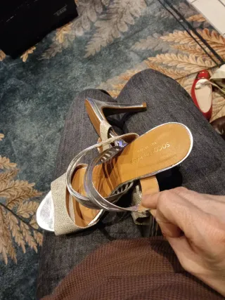 Sandalias de piel mujer oro/plata