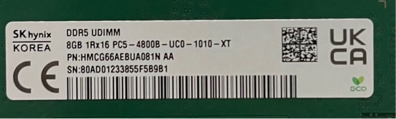 2x SK hynix DDR5 UDIMM 8GB 4800MHz afbeelding 2