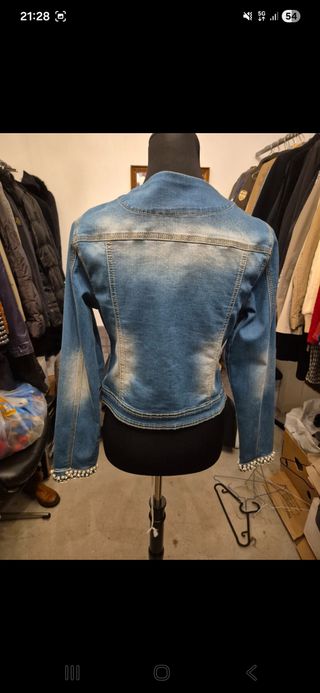 Giacca jeans con perline taglia XL