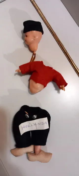 Pareja de muñecos antiguos de recuerdo de Holanda.