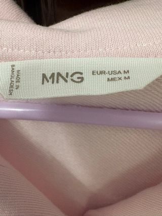 Sudadera Mango rosa con logo LONDON