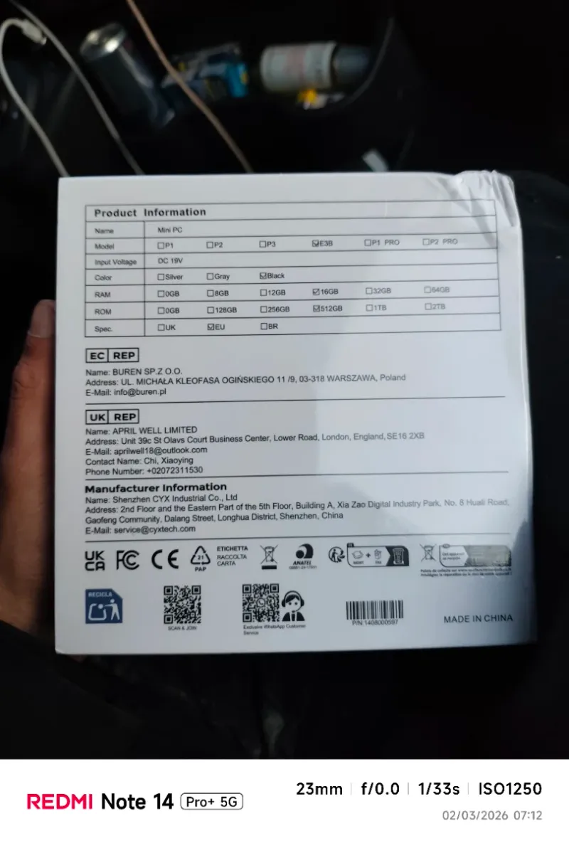Mini PC NiPoGi E3B Ryzen 5 7430U afbeelding 2