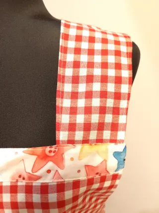 Bata maestra cuadros rojos