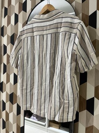 Camisa Zara Rayas Beige y Marrón